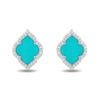 Thumbnail Image 1 of Enchanted Disney Jasmine Turquoise and 0.145 CT. T.W. Diamond Quatrefoil Frame Stud Earrings in Sterling Silver