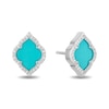 Thumbnail Image 2 of Enchanted Disney Jasmine Turquoise and 0.145 CT. T.W. Diamond Quatrefoil Frame Stud Earrings in Sterling Silver
