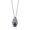 Thumbnail Image 1 of Enchanted Disney Villains Ursula Pear-Shaped Amethyst and 0.115 CT. T.W. Diamond Coral Pendant in Sterling Silver - 19”