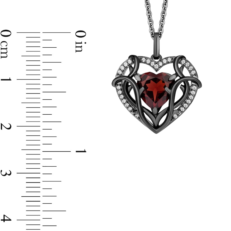 Main Image 3 of Enchanted Disney Villains Evil Queen Heart-Shaped Garnet and 0.115 CT. T.W. Diamond Frame Pendant in Sterling Silver