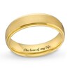 Thumbnail Image 1 of 6.0mm Satin Stepped Edge Engravable Wedding Band in 18K Gold (1 Line)