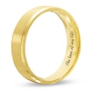 Men's 7.0mm Satin Bevelled Edge Engravable Wedding Band in 18K Gold (1 Line)