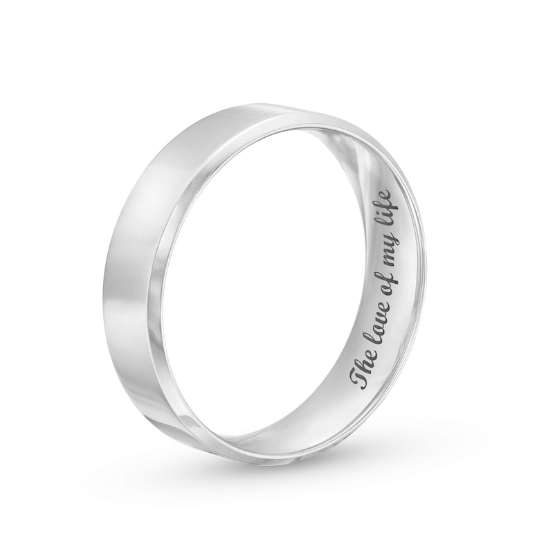 Main Image 3 of Men's 6.0mm Engravable Wedding Band in Platinum (1 Line)