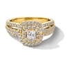 Thumbnail Image 3 of Princess-Cut Canadian Certified Centre Diamond 1.00 CT. T.W. Double Frame Engagement Ring in 10K Gold (I/I1)