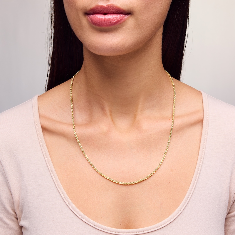 Main Image 2 of 2.3mm Glitter Rope Chain Necklace in Hollow 10K Gold - 20”