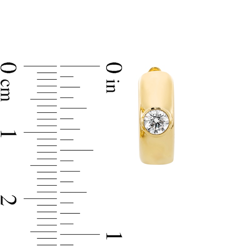 Main Image 3 of 0.40 CT. T.W. Canadian Certified Diamond Bezel-Set Solitaire Hoop Earrings in 14K Gold (I/I2)