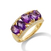 Thumbnail Image 3 of Pear-Shaped Amethyst and 0.18 CT. T.W. Diamond Edge Five Stone Ring in 10K Gold