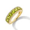 Thumbnail Image 3 of 4.0mm Peridot and 0.145 CT. T.W. Diamond Edge Seven Stone Ring in 10K Gold
