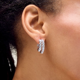 4.20 CT. T.W. Certified Lab-Created Diamond Split Hoop Earrings in 10K White Gold (F/VS2)