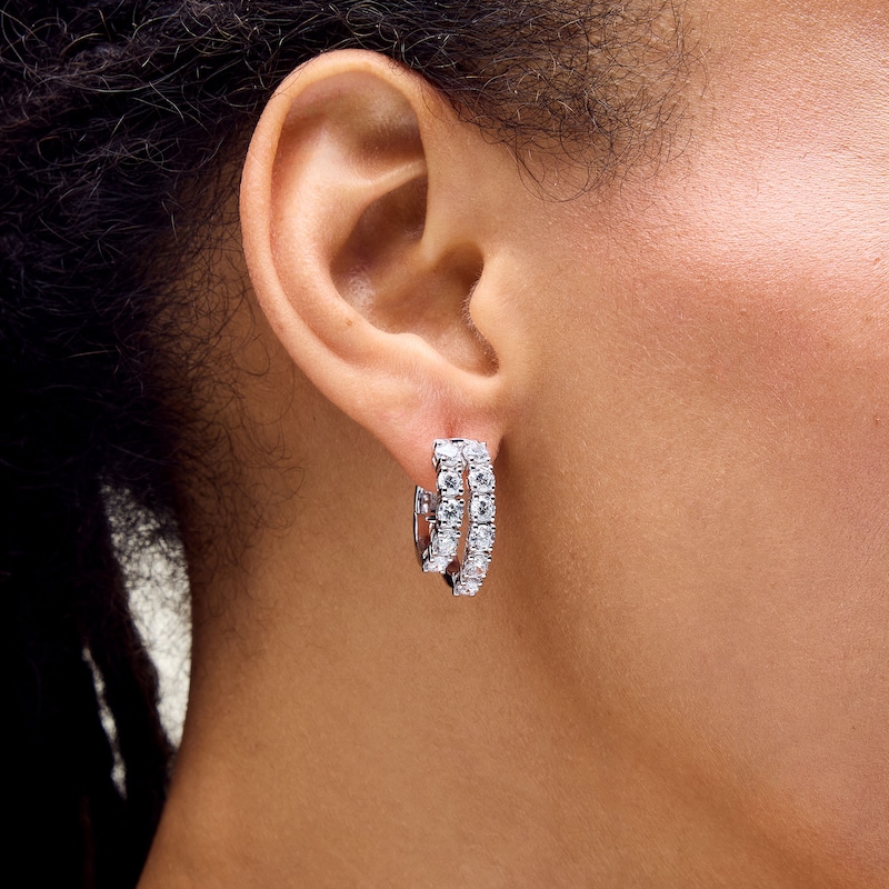 Main Image 2 of 4.20 CT. T.W. Certified Lab-Grown Diamond Split Hoop Earrings in 10K White Gold (F/VS2)