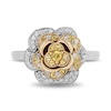 Thumbnail Image 4 of Enchanted Disney Belle Yellow Sapphire and 0.23 CT. T.W. Diamond Rose Ring in Sterling Silver and 10K Gold