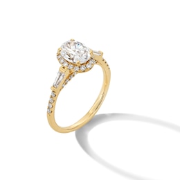 1.50 CT. T.W. Oval Certified Lab-Grown Diamond Frame Collar Engagement Ring in 14K Gold (F/VS2)