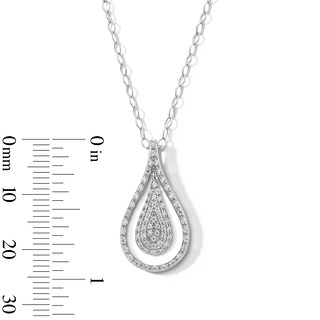 0.23 CT. T.W. Pear-Shaped Multi-Diamond Frame Teardrop Pendant in Sterling Silver