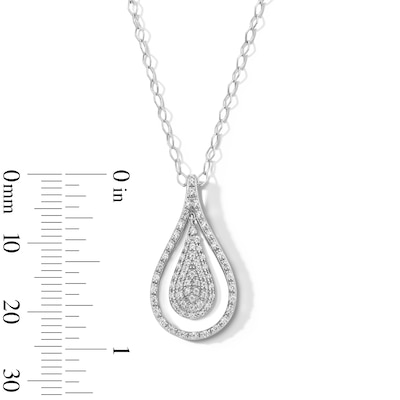 0.23 CT. T.W. Pear-Shaped Multi-Diamond Frame Teardrop Pendant in Sterling Silver