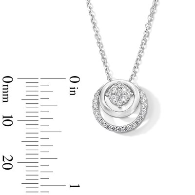 0.23 CT. T.W. Multi-Diamond Double Frame Pendant in Sterling Silver