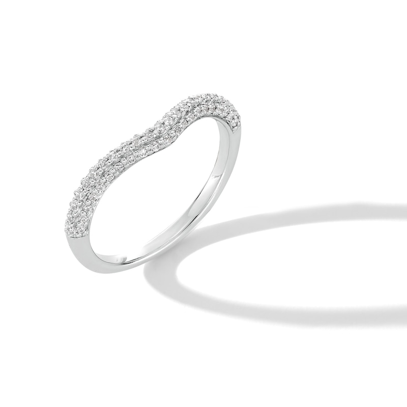 Main Image 3 of 0.25 CT. T.W. Diamond Contour Anniversary Band in 10K White Gold