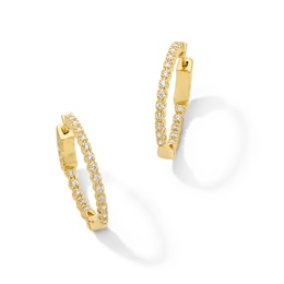 0.50 CT. T.W. Certified Lab-Grown Diamond Inside-Out Hoop Earrings in Sterling Silver with 10K Gold Plate (I/SI2)
