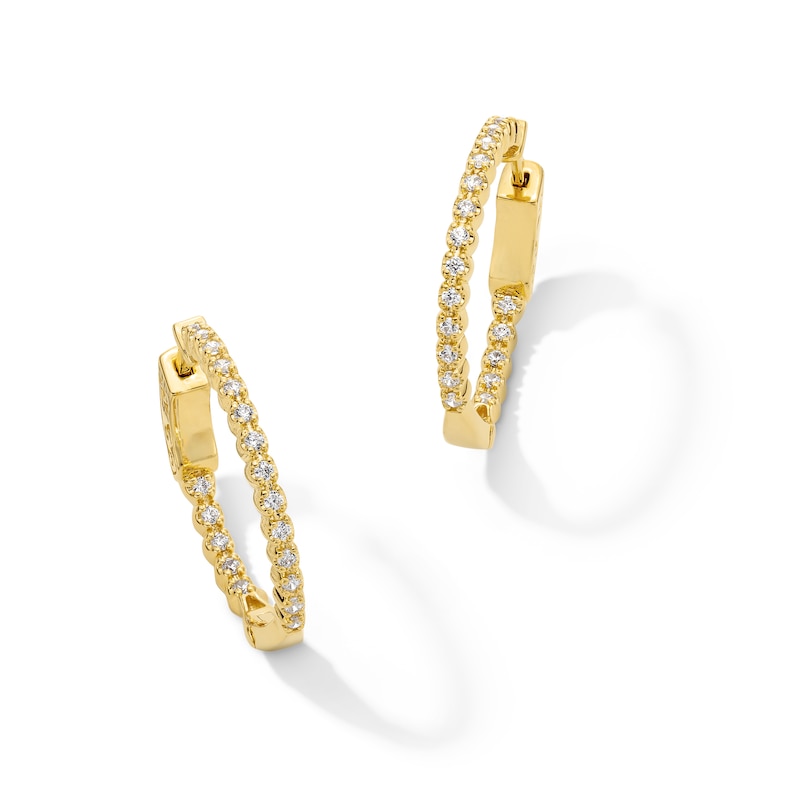 Main Image 1 of 0.50 CT. T.W. Certified Lab-Grown Diamond Inside-Out Hoop Earrings in Sterling Silver with 10K Gold Plate (I/SI2)