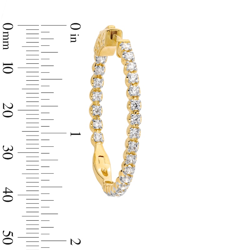 Main Image 3 of 1.00 CT. T.W. Certified Lab-Grown Diamond Inside-Out Hoop Earrings in Sterling Silver with 10K Gold Plate (I/SI2)