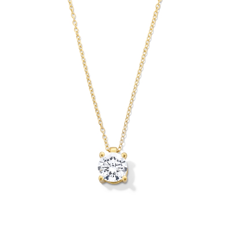 Main Image 1 of 1.00 CT. Certified Lab-Grown Diamond Solitaire Pendant in Sterling Silver with 10K Gold Plate (I/SI2)