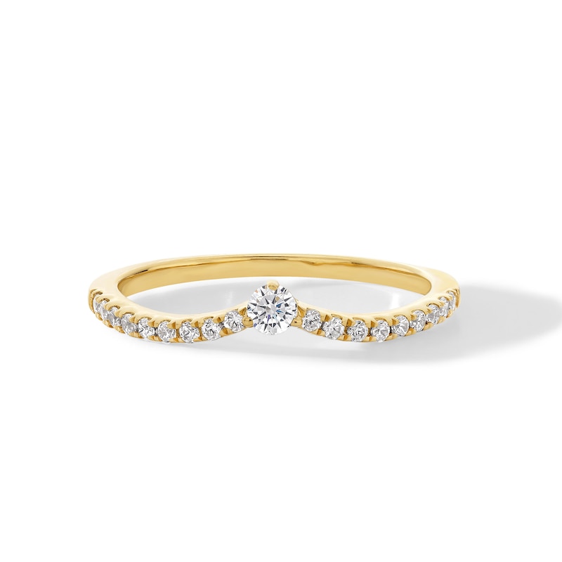 Main Image 1 of 0.20 CT. T.W. Diamond Chevron Anniversary Band in 10K Gold