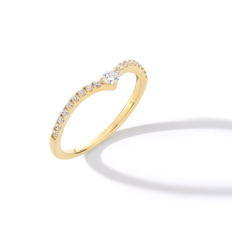 Main Image 3 of 0.20 CT. T.W. Diamond Chevron Anniversary Band in 10K Gold