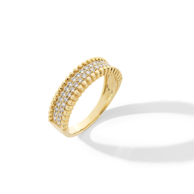 Main Image 3 of 0.32 CT. T.W. Diamond Double Row Beaded Anniversary Band in 10K Gold