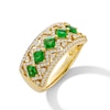 Thumbnail Image 3 of Princess-Cut Emerald and 0.45 CT. T.W. Diamond Ornate Art Deco Band in 10K Gold