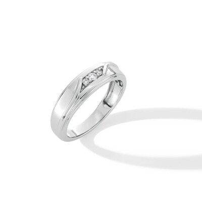 0.10 CT. T.W. Diamond Trio Bypass Anniversary Band in 10K White Gold