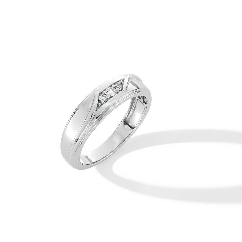 0.10 CT. T.W. Diamond Trio Bypass Anniversary Band in 10K White Gold