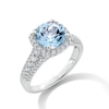 Thumbnail Image 3 of 8.0mm Aquamarine and 0.45 CT. T.W. Diamond Cushion Frame Multi-Row Ring in 10K White Gold