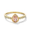 Thumbnail Image 1 of Pear-Shaped Morganite and White Lab-Created Sapphire Frame Ring in 10K Gold