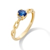 Thumbnail Image 3 of Oval Blue Sapphire and Diamond Accent Collar Link Shank Ring in 10K Gold