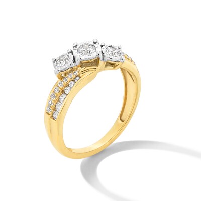 0.50 CT. T.W. Diamond Past Present Future® Slant Bypass Shank Engagement Ring in 10K Gold