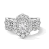 Thumbnail Image 1 of Vera Wang Love Collection 1.56 CT. T.W. Oval Diamond Double Frame Scallop Shank Bridal Set in 14K White Gold