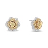 Thumbnail Image 2 of Enchanted Disney Belle Yellow Sapphire and 0.23 CT. T.W. Diamond Rose Stud Earrings in Sterling Silver and 10K Gold