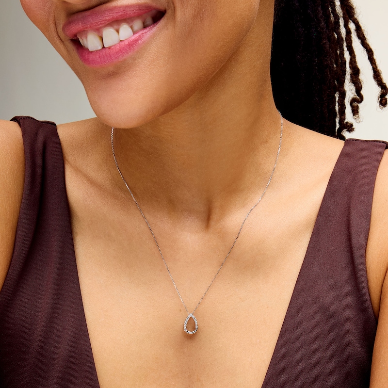 0.05 CT. T.W. Diamond Open Teardrop Pendant in Sterling Silver