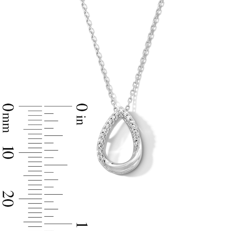 0.05 CT. T.W. Diamond Open Teardrop Pendant in Sterling Silver