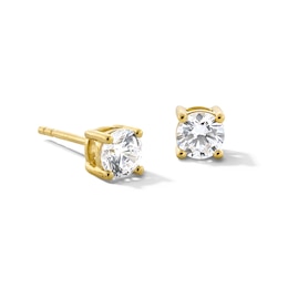 1.00 CT. T.W. Certified Lab-Grown Diamond Solitaire Stud Earrings in Sterling Silver with 10K Gold Plate (I/SI2)
