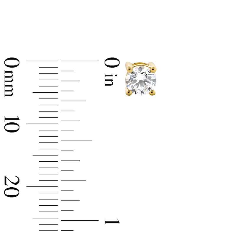 Main Image 3 of 1.00 CT. T.W. Certified Lab-Grown Diamond Solitaire Stud Earrings in Sterling Silver with 10K Gold Plate (I/SI2)