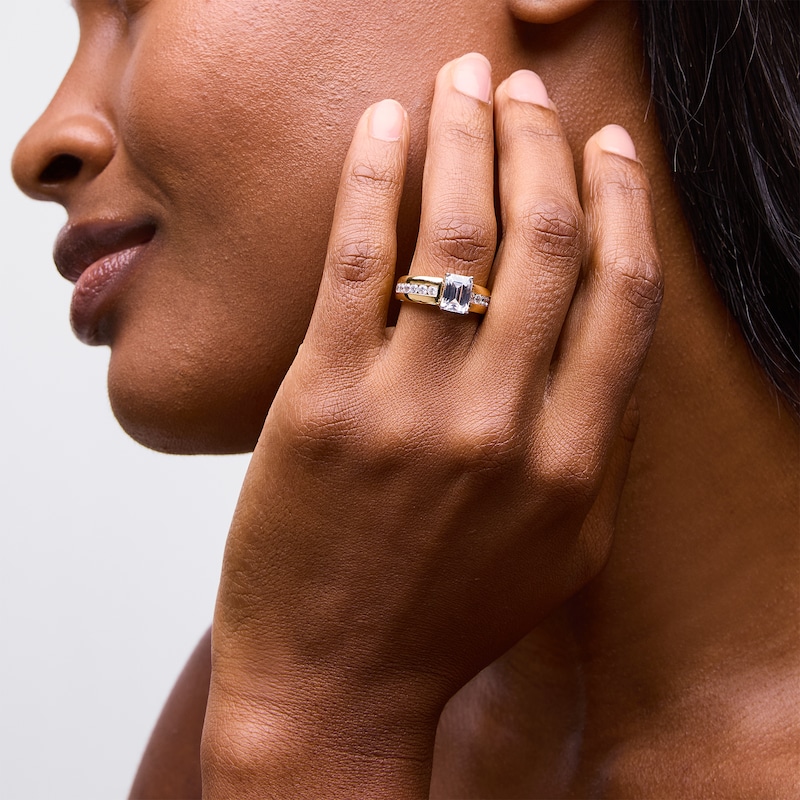 Main Image 2 of 1.95 CT. T.W. Emerald-Cut Certified Lab-Grown Diamond Engagement Ring in 14K Gold (F/VS2)