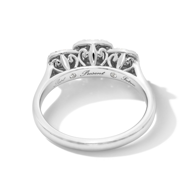Main Image 4 of 0.50 CT. T.W. Princess-Cut Diamond Cushion Frame Past Present Future® Engagement Ring in 10K White Gold