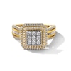 Thumbnail Image 3 of 1.00 CT. T.W. Multi-Diamond Double Cushion Frame Multi-Row Engagement Ring in 10K Gold