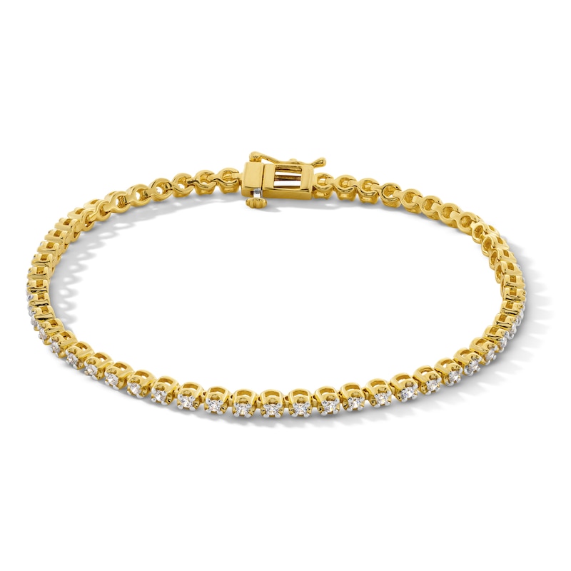 Main Image 1 of 1.00 CT. T.W. Certified Lab-Grown Diamond Tennis Bracelet in Sterling Silver with 10K Gold Plate (I/SI2)