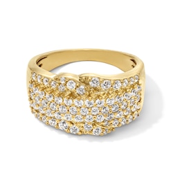 1.00 CT. T.W. Certified Lab-Grown Diamond Multi-Row Border Band in Sterling Silver with 10K Gold Plate (I/SI2)
