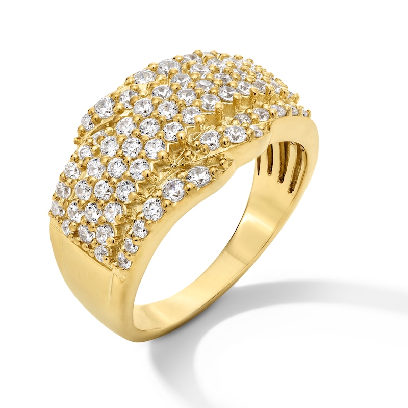 Main Image 3 of 1.00 CT. T.W. Certified Lab-Grown Diamond Multi-Row Border Band in Sterling Silver with 10K Gold Plate (I/SI2)