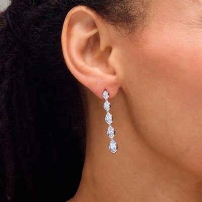 3.00 CT. T.W. Journey Marquise-Cut Certified Lab-Created Diamond Linear Drop Earrings in 10K White Gold (F/VS2)