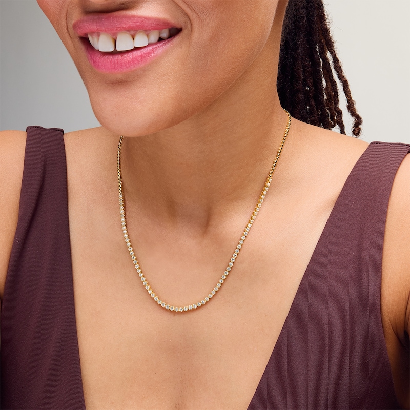 Main Image 2 of 2.00 CT. T.W. Certified Lab-Grown Diamond Line Necklace in Sterling Silver with 10K Gold Plate (I/SI2)