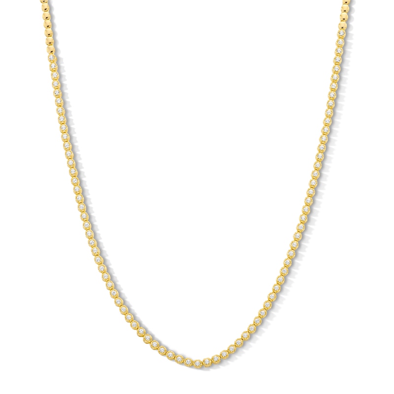 Main Image 1 of 1.00 CT. T.W. Certified Lab-Grown Diamond Line Necklace in Sterling Silver with 10K Gold Plate (I/SI2)