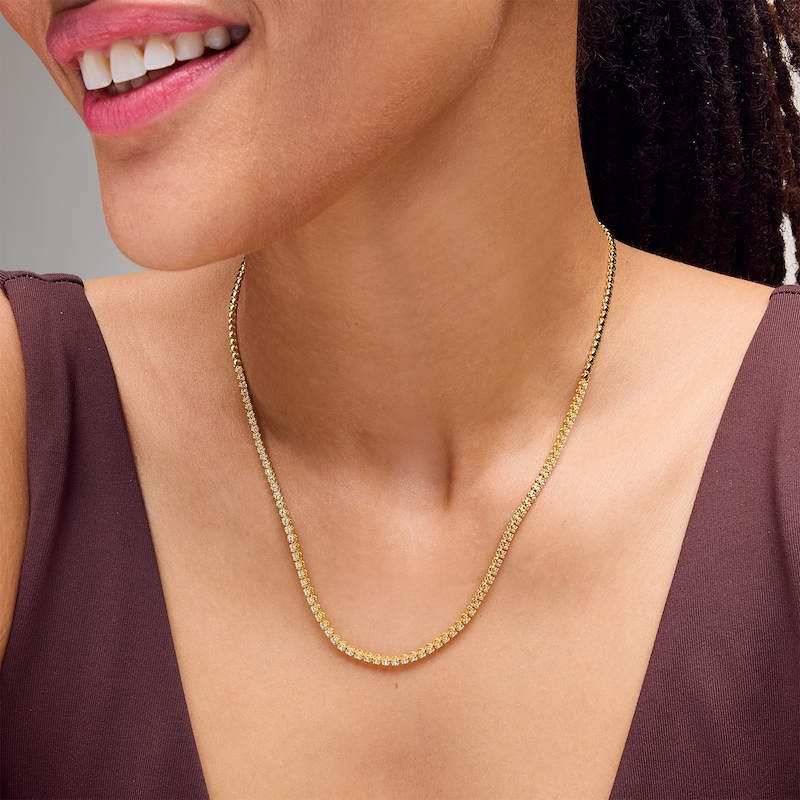Main Image 2 of 1.00 CT. T.W. Certified Lab-Grown Diamond Line Necklace in Sterling Silver with 10K Gold Plate (I/SI2)